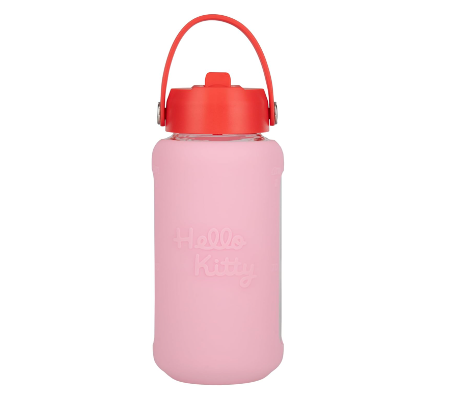 Hello Kitty Glass Water Bottle with Sleeve