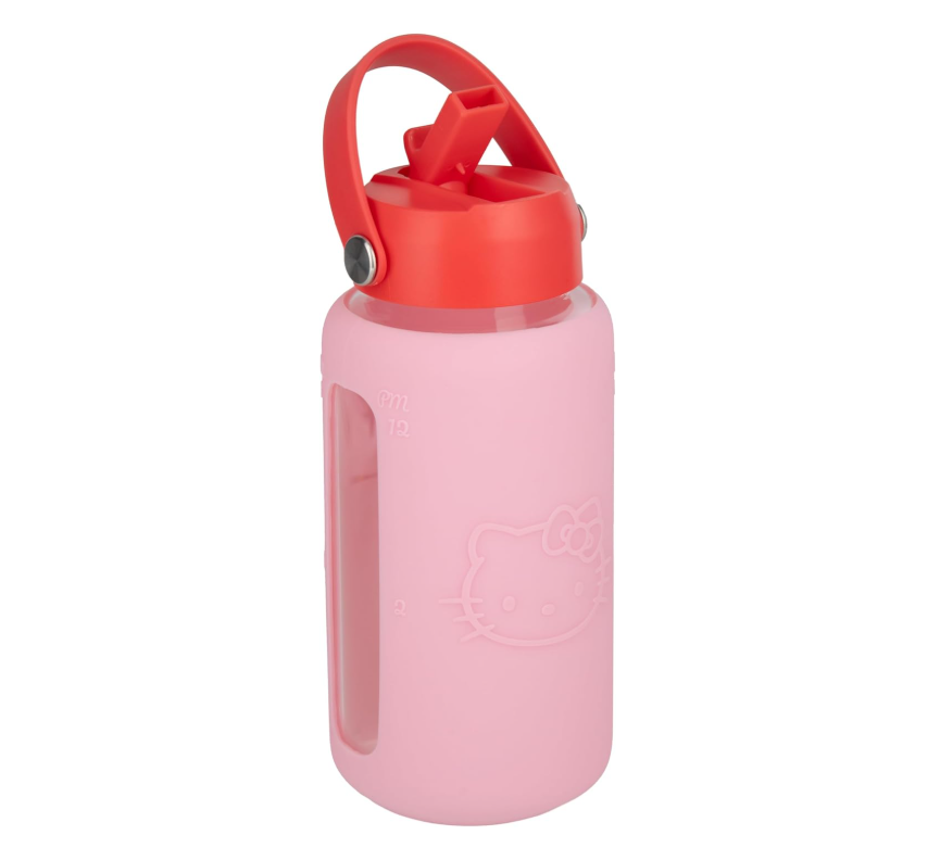 Hello Kitty Glass Water Bottle with Sleeve