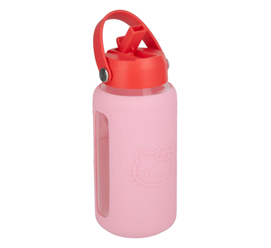 Hello Kitty Glass Water Bottle with Sleeve