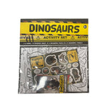 Dinosaur activity set: scene, stickers, coloring pages, pencils.