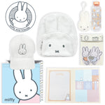 Miffy Showbag contents with backpack, cap, bottle, sticky notes and decals